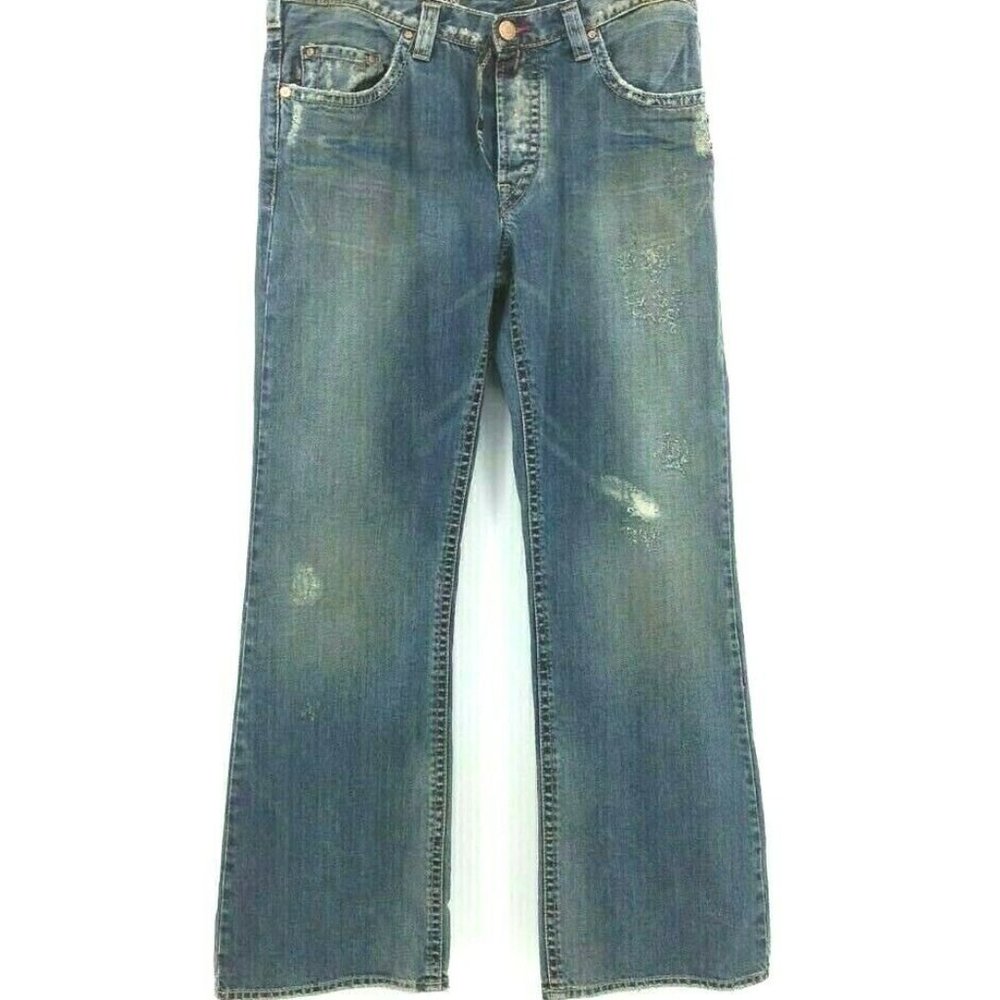 Silver Jeans Mens Grayson Bootcut Blue Distressed